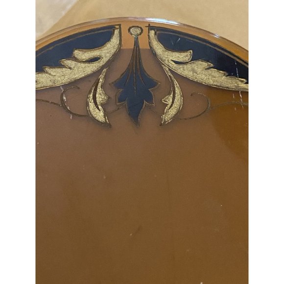 Art Deco Vanity Hand Held Beveled 13” Mirror Celluloid Bakelite Amber - Picture 4 of 8